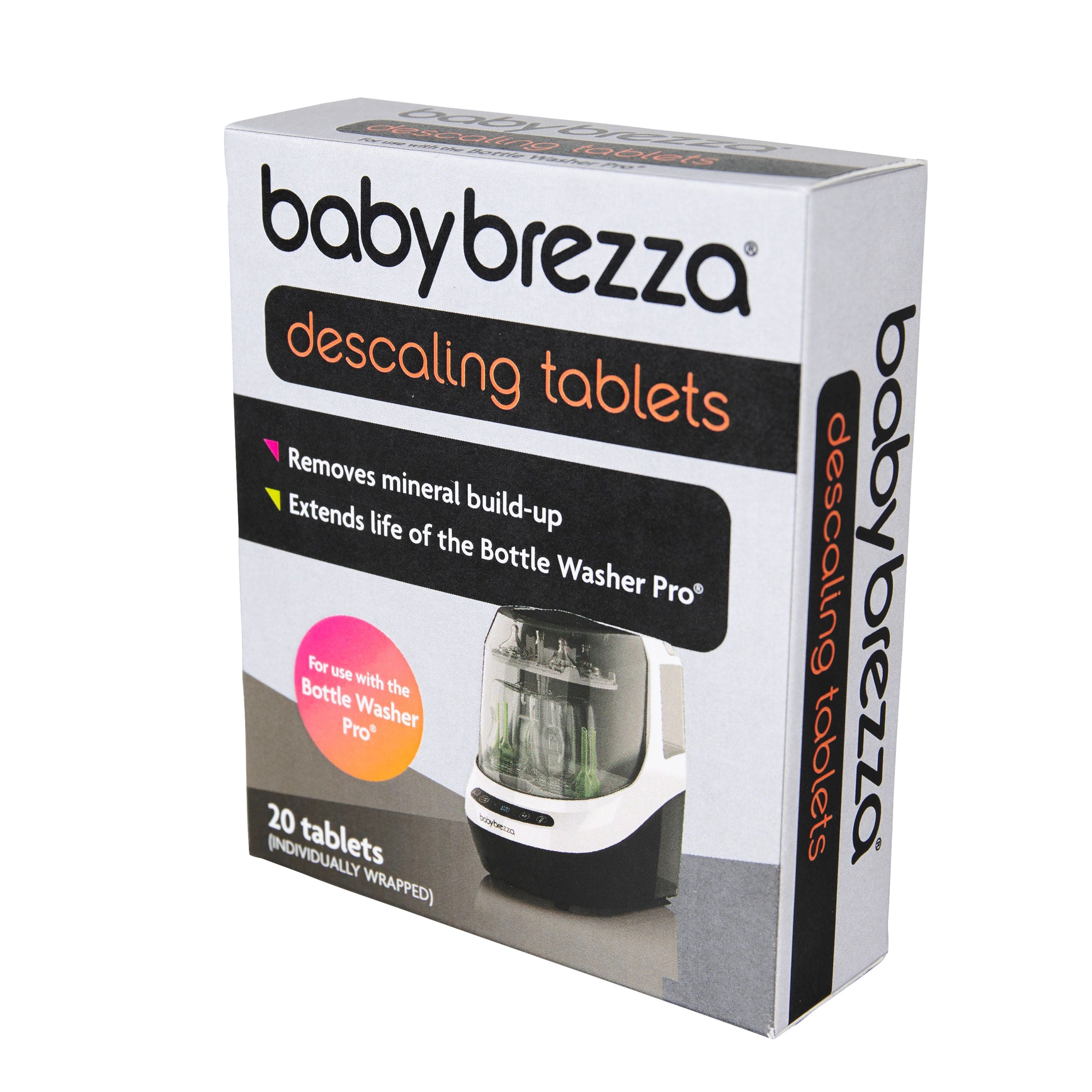 Baby Brezza UK Bottle Washer Pro Descaling Tablets remove limescale and extend your Bottle Washer Pro’s life. Includes 20 individually wrapped tablets and shows the Baby Brezza Bottle Washer Pro on the box. - product thumbnail