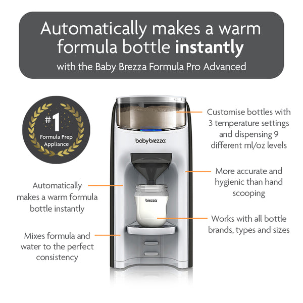  Baby Brezza New and Improved Formula Pro Advanced Formula  Dispenser Machine - Automatically Mix a Warm Formula Bottle Instantly -  Easily Make Bottle with Automatic Powder Blending, White : Baby