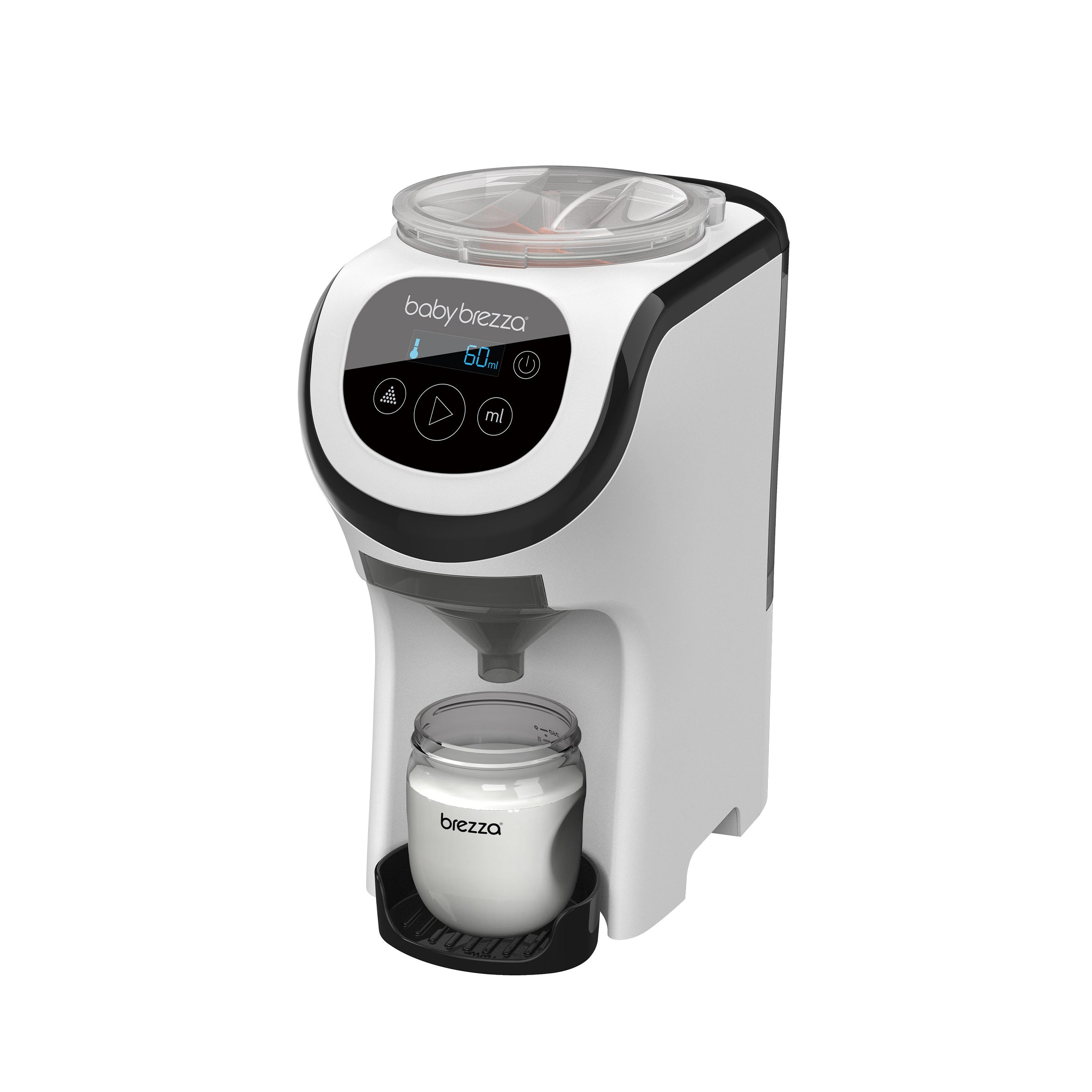 The Baby Brezza UK BUNDLE: Formula Pro Mini + Spare Funnel and Cover is a compact, automatic formula bottle maker with a digital display and front buttons that dispenses formula into small bottles for easy, efficient feeding. - product thumbnail