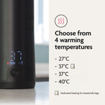 The Baby Brezza UK SuperFast Portable Bottle Warmer features a digital display and offers 4 temperature options (27°C, 37°C, 40°C) for bottles or breastmilk bags—a convenient, fast milk warmer for parents on the go. - product thumbnail