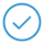 A blue circular outline icon containing a blue checkmark.