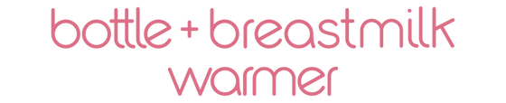 Pink text reading 'bottle + breastmilk warmer'.