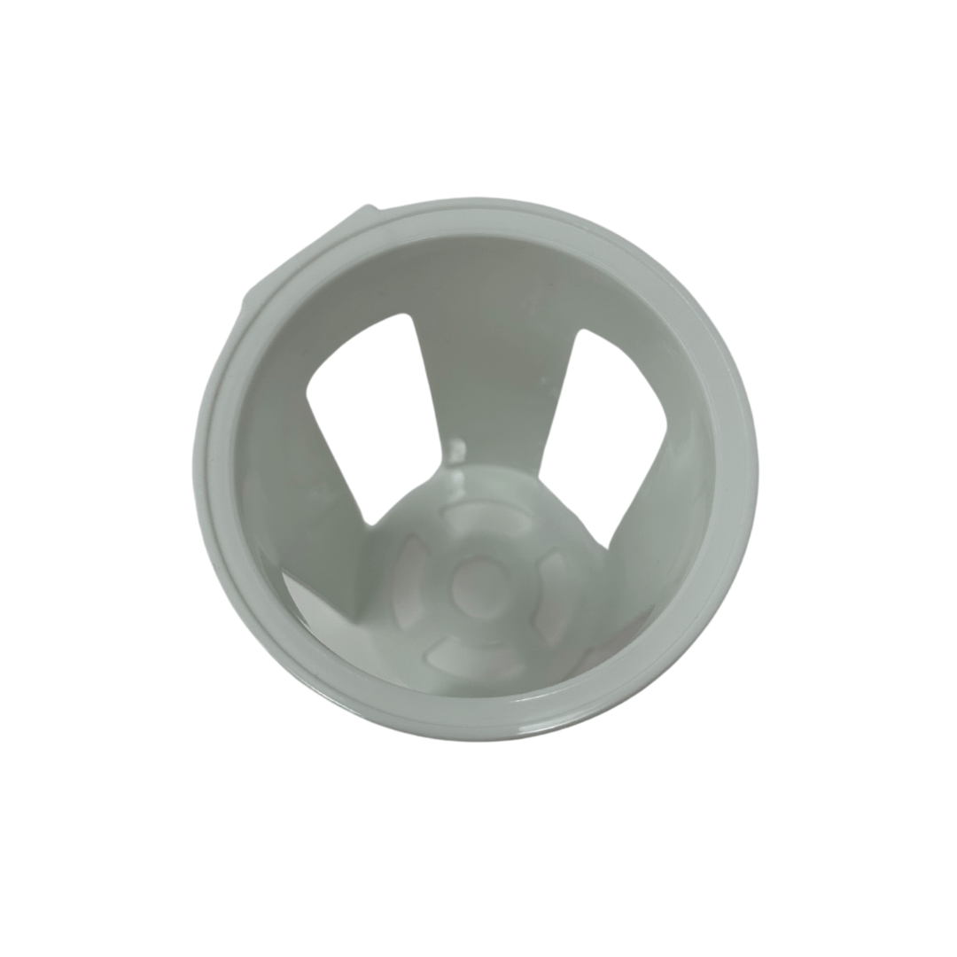 A top-down view of the Baby Brezza UK Bottle Warmer Replacement Bottle Tray, featuring three large rectangular side openings, ideal for use with a bottle warmer. - product thumbnail