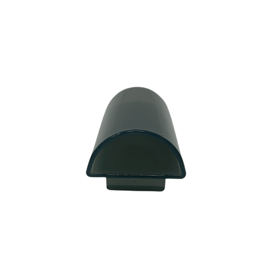 A dark gray, semi-cylindrical plastic object with a flat base is shown against a white background. This front-facing half-round shape is the Baby Brezza UK Bottle Warmer Replacement Measuring Cup. - product thumbnail