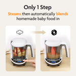 The Baby Brezza UK One Step Food Maker Deluxe steams and blends apple slices into homemade puree with one touch—ready for easy pouch filling. Includes FREE pouches for convenient serving. - product thumbnail