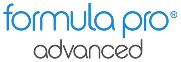 Formula Pro Advanced logo with 'formula pro' in blue lowercase letters and 'advanced' in dark gray lowercase letters.