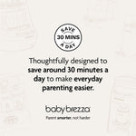 Promotional graphic for Baby Brezza UK’s Formula Pro Advanced features the text: Save 30 mins a day. Designed with an automatic bottle maker to simplify parenting. Baby Brezza UK logo and faint product sketches appear in the background. - product thumbnail