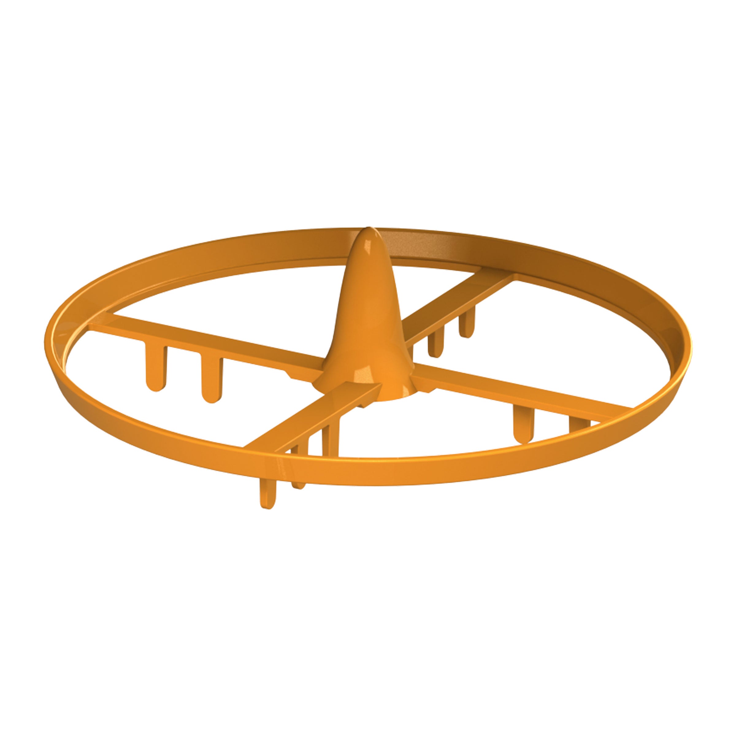 The Baby Brezza UK Replacement Stirring Wheel for the Formula Pro Advanced Only is a yellow, circular plastic part with a central cone, cross supports, and small vertical tabs on the inner ring—see the user manual for compatibility. - product thumbnail